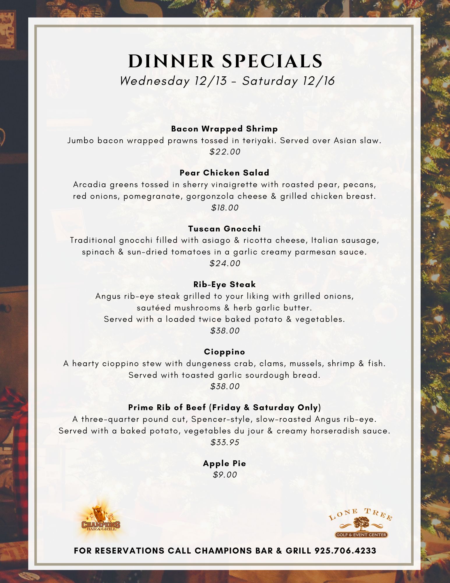 12.13.23 Dinner Specials